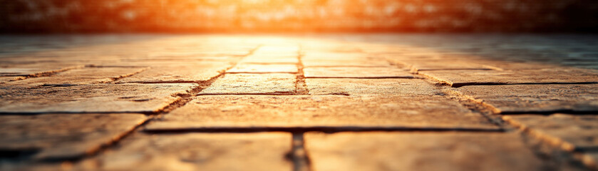 Poster - A warm evening glow illuminates a textured stone pathway, creating a serene and inviting atmosphere.