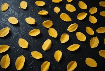 Wall Mural - yellow flowers on black background