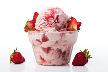 Canvas Print - Ice cream strawberry sunday dessert sundae food.