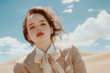 Portrait of fashion model shot in desert 