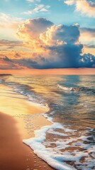Aufkleber - A breathtaking panorama of the Virginia coast at sunset showcasing vibrant colors and gentle waves