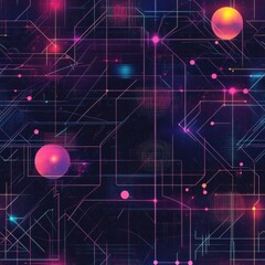 Poster - futuristic geometric pattern featuring vibrant colors and intricate designs, perfect for tech-inspir
