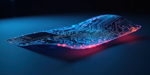Poster - Abstract Circuit Board with Colorful Glow Effects