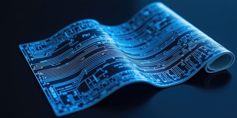 Poster - High-Tech Circuit Board Design on Dark Surface