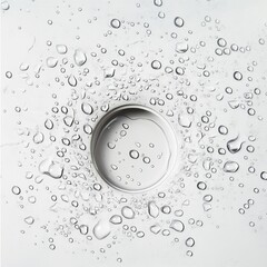 Poster - Close-up of water droplets forming a circular pattern on a clean white background