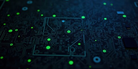 Poster - Glowing Circuit Board with Electronic Components