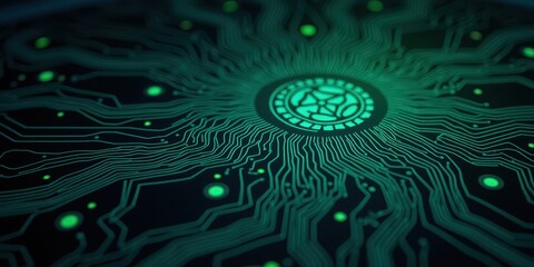 Poster - Organic Circuit Board with Green Design Elements