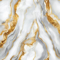 Poster - Seamless smooth marble texture featuring elegant veins in gray and gold hues suitable for interior design applications