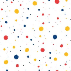 Leinwandbilder - A vibrant and playful pattern of cartoon-style polka dots in assorted colors on a clean white background