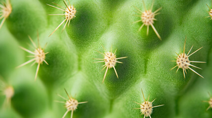 This macro shot reveals the complex textures of a cactus plant, each spine and groove captured with sharp clarity. The surface texture shows tiny bumps and ridges, reflecting the plantâ€™s adaptation