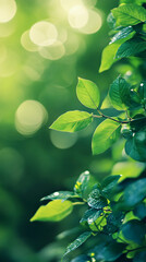 Aufkleber - The trees are bathed in sunlight, casting a vibrant glow on the green leaves