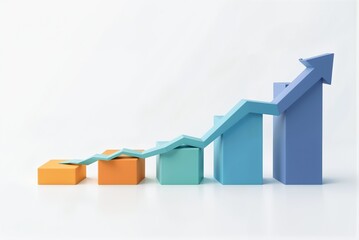 Poster - There is a graph colored in blue and orange with an up pointing arrow