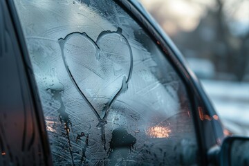 Wall Mural - Broken heart doodle silhouette car vehicle window.