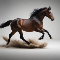 horse running on white background