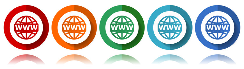 Poster - Web, www and internet vector icons, flat icon set for logo design, webdesign and mobile applications, colorful web button collection in eps 10