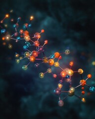 Poster - Colorful molecular structure visualization showcasing atomic connections in a dynamic scientific representation