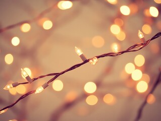 Poster - A soft and dreamy background with blurred fairy lights creating a magical atmosphere in a cozy indoor setting