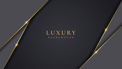 Leinwandbilder - Abstract shape black and gold lines luxury background