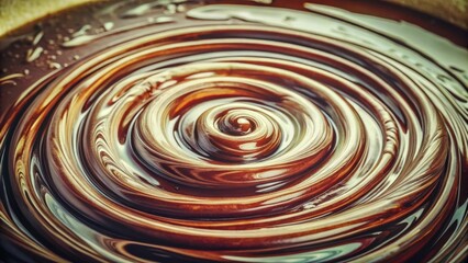 Poster - A mesmerizing abstract pattern created by swirling liquid chocolate, revealing intricate details of its rich brown hue and glossy texture