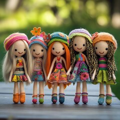  Nice cute crocheted doll girl in bohemian style hippie style handmade decor art design