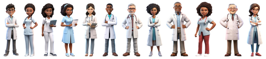 3D jobs character  png cut out element set