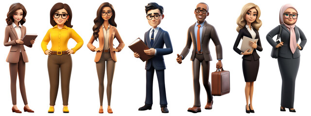 3D jobs character  png cut out element set