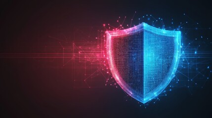 Poster - Digital Shield with Futuristic Neon Effects