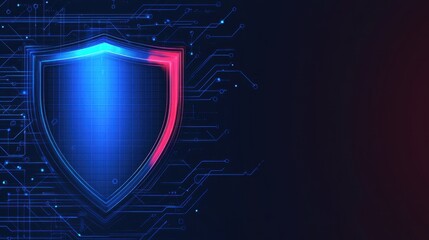 Poster - Digital Security Shield with Circuit Background Illustration