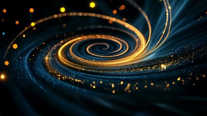 Wall Mural - golden spiral of light and glow. abstract light show with swirling golden particles. 4k video. mesme