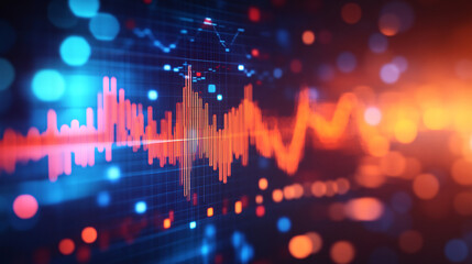 Leinwandbilder - Digital display with glowing finance or stock market graph on abstract background