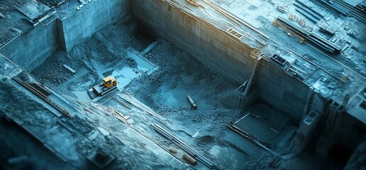 Poster - Excavator working on a construction site.