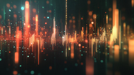 Aufkleber - Dark background with glowing light streams and flying particles creating an abstract technology backdrop