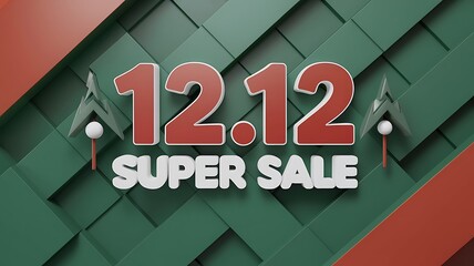 12.12 Super Sale with Stylized Christmas Trees