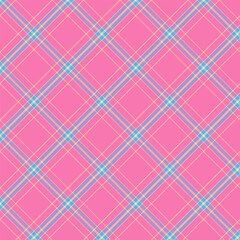 Wall Mural - Plaid with twill weave repeat pattern.Checkered tartan gingham seamless pattern in pink.Geometric graphic vector illustration background design for fabric and print.