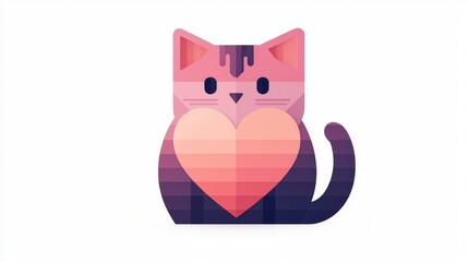 A cute illustration of a cat with a heart design, perfect for conveying love and affection in creative projects.