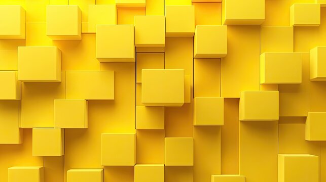 Bright yellow monochrome 3D cubes arranged in a striking design, with a blank center area for product or text displays.