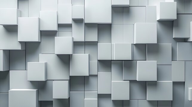 Cool gray monochrome 3D cubes forming a sleek, modern backdrop with space for text or product displays in the center.