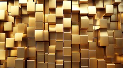 Aufkleber - Gold-toned 3D cubes arranged in a modern, opulent design, ideal for premium product displays or branding.