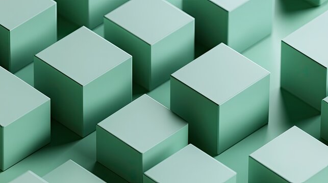 Green-toned 3D cubes arranged in a sleek, minimal pattern, leaving room for text or product placement.