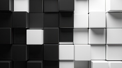 Poster - Monochrome black and white cubes forming a textured backdrop with an empty section for showcasing products or branding.