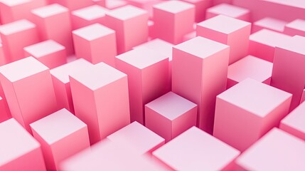 Poster - Pink-toned 3D cubes creating depth and texture, with a clear central space for text or product displays, ideal for marketing visuals.