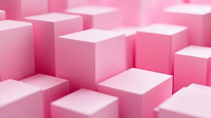 Poster - Pink-toned 3D cubes creating depth and texture, with a clear central space for text or product displays, ideal for marketing visuals.