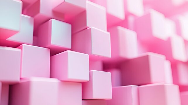 Pink-toned 3D cubes creating depth and texture, with a clear central space for text or product displays, ideal for marketing visuals.