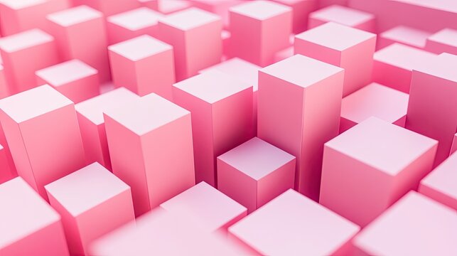Pink-toned 3D cubes creating depth and texture, with a clear central space for text or product displays, ideal for marketing visuals.