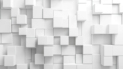 Poster - White 3D cubes creating a textured yet minimalistic backdrop, ideal for clean, professional product presentations.