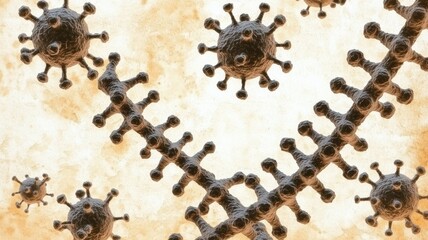 Poster - Virus Particles Attacking DNA Strands Illustration