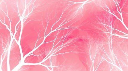 Poster - Pink abstract background or screensaver in the form of white tree branches. AI generative.