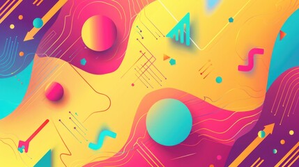 Poster - Abstract background using bright colors and geometric shapes for design. AI generative.