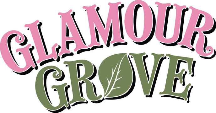 Cute feminine and typography fashion logo called glamour Grove. Generative AI.