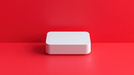 Poster - Minimalistic White Box on Vibrant Red Background